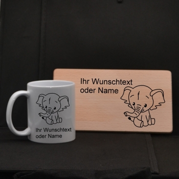 Breakfast board with cup - elefant